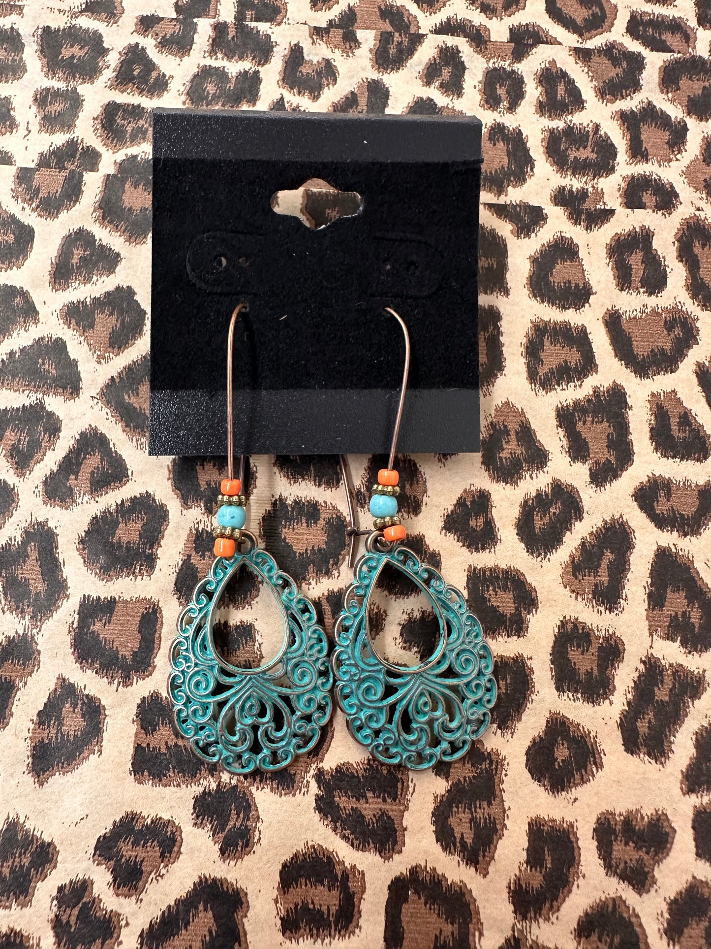 Rustic Turquoise Teardrop Earrings