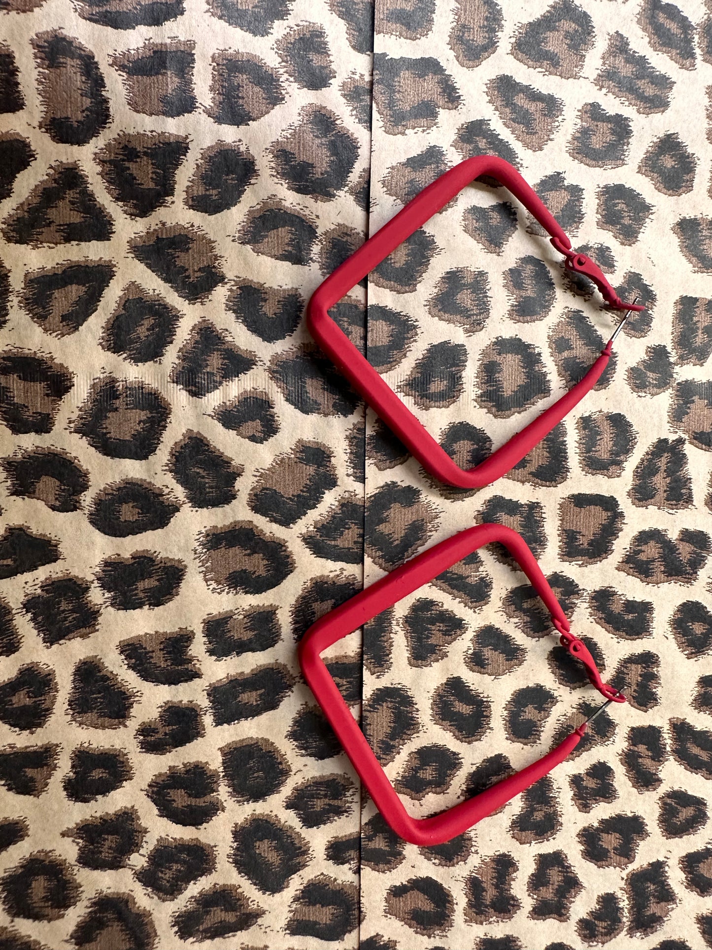Small Red Square Hoops