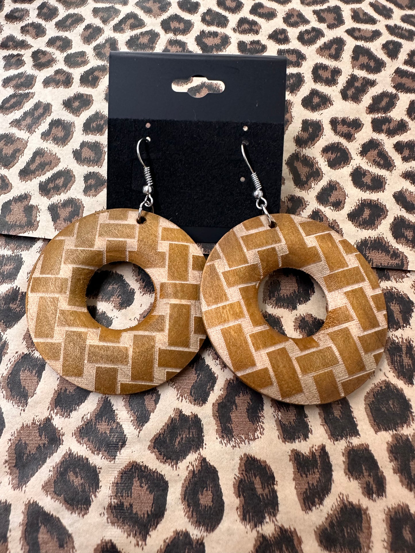 Checkered Wooden Earrings