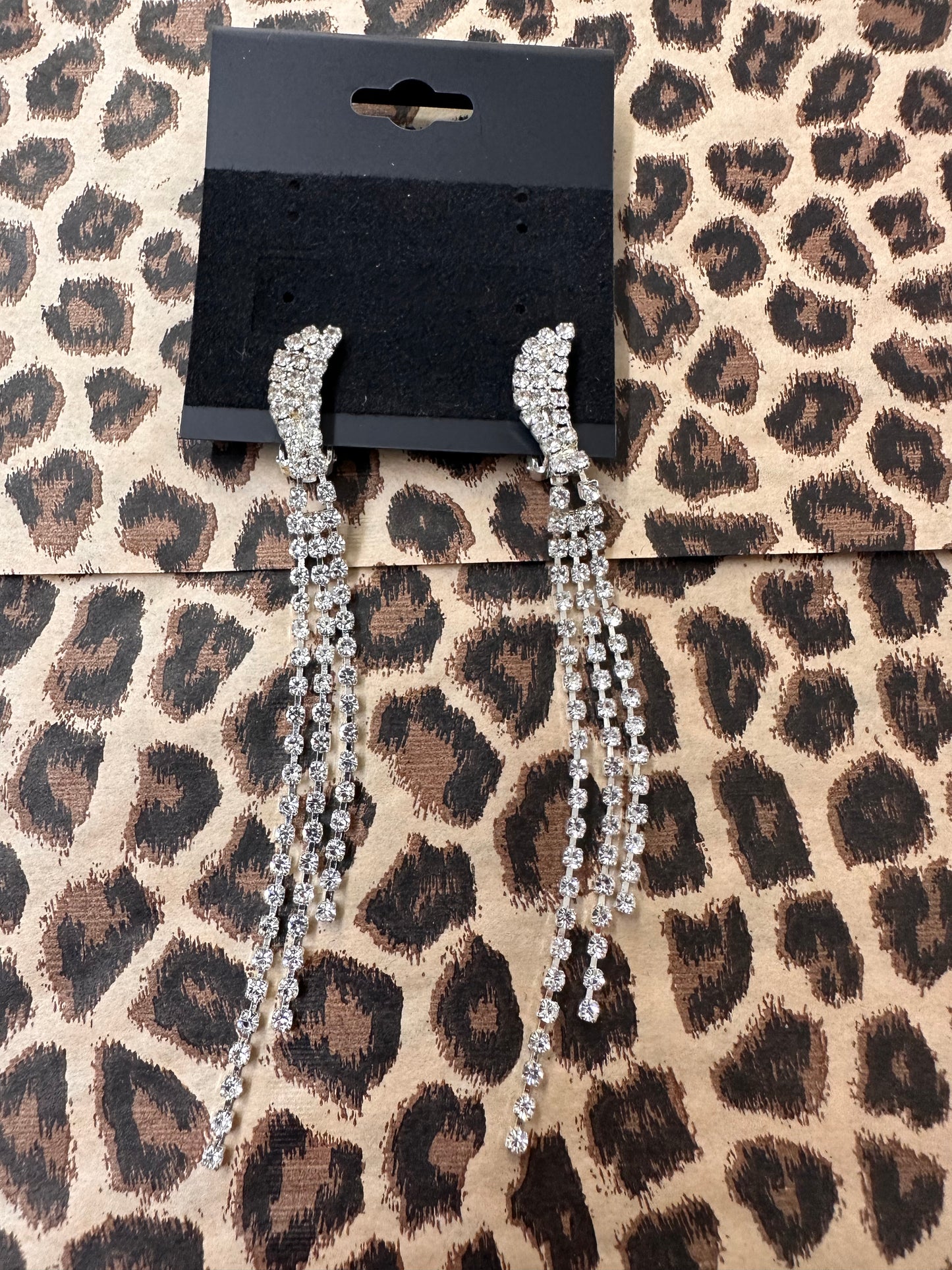 Clip-on Dangly Rhinestone Earrings
